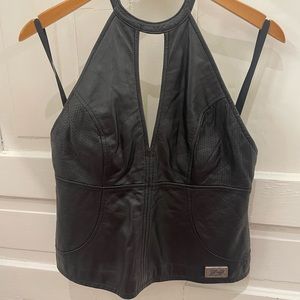 Black leather Halter Top